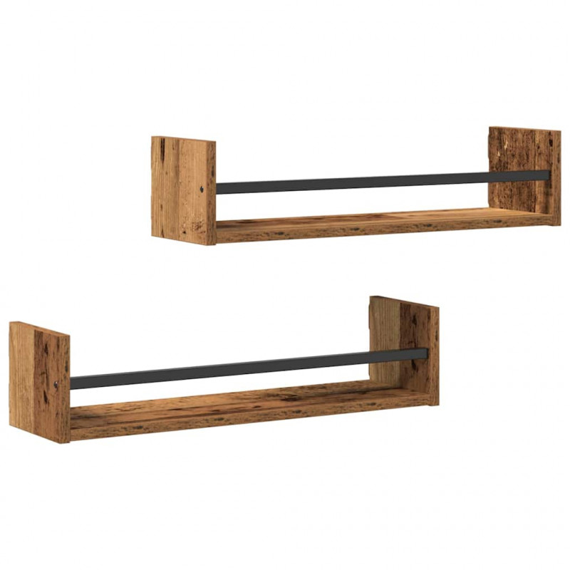 Półka ścienna 2 pcs Stare drewno 60 x 16 x 14 cm