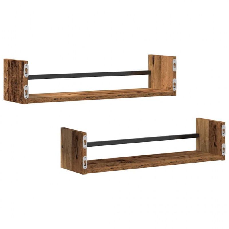 Półka ścienna 2 pcs Stare drewno 60 x 16 x 14 cm