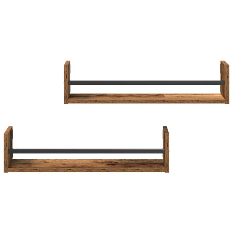 Półka ścienna 2 pcs Stare drewno 60 x 16 x 14 cm