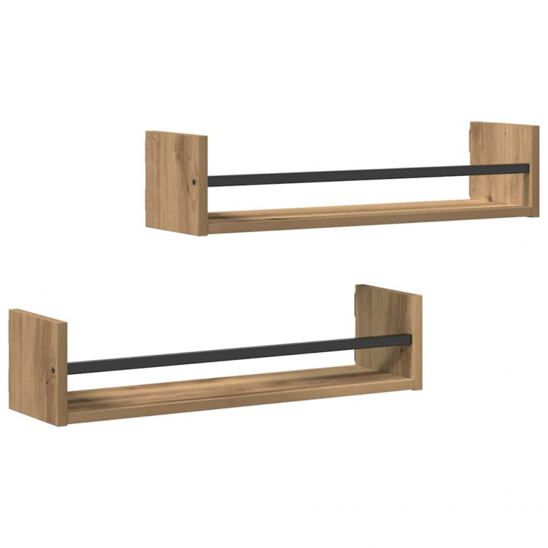 Półka ścienna 2 pcs Dąb rzemieślniczy 60 x 16 x 14 cm