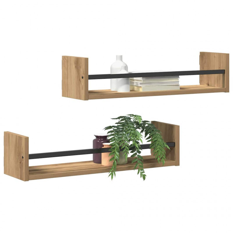 Półka ścienna 2 pcs Dąb rzemieślniczy 60 x 16 x 14 cm