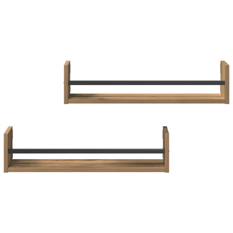Półka ścienna 2 pcs Dąb rzemieślniczy 60 x 16 x 14 cm