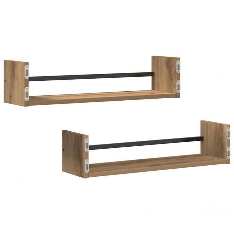 Półka ścienna 2 pcs Dąb rzemieślniczy 60 x 16 x 14 cm