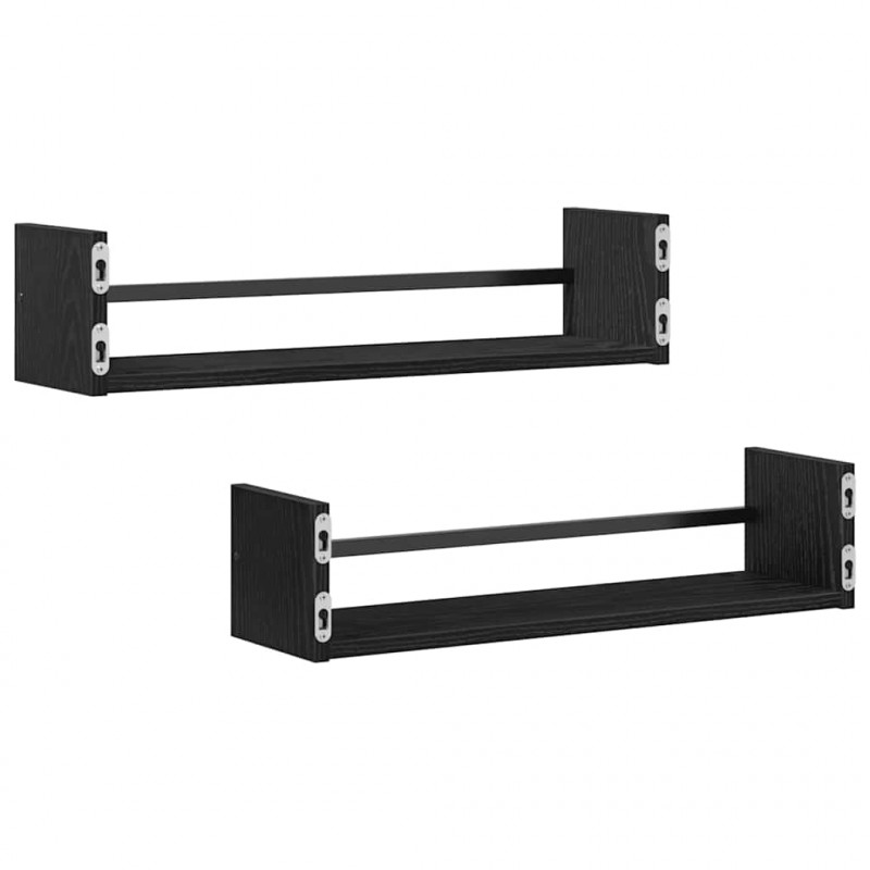 Półka ścienna 2 pcs Czarny Dąb 60 x 16 x 14 cm
