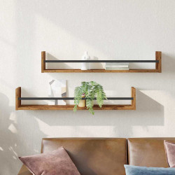 Półka ścienna 2 pcs Stare drewno 80 x 16 x 14 cm