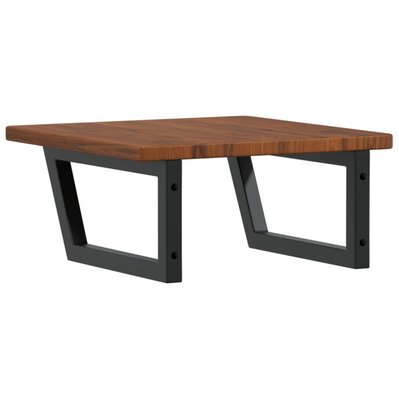 Półka ścienna pod umywalkę, stal i lite drewno dębowe