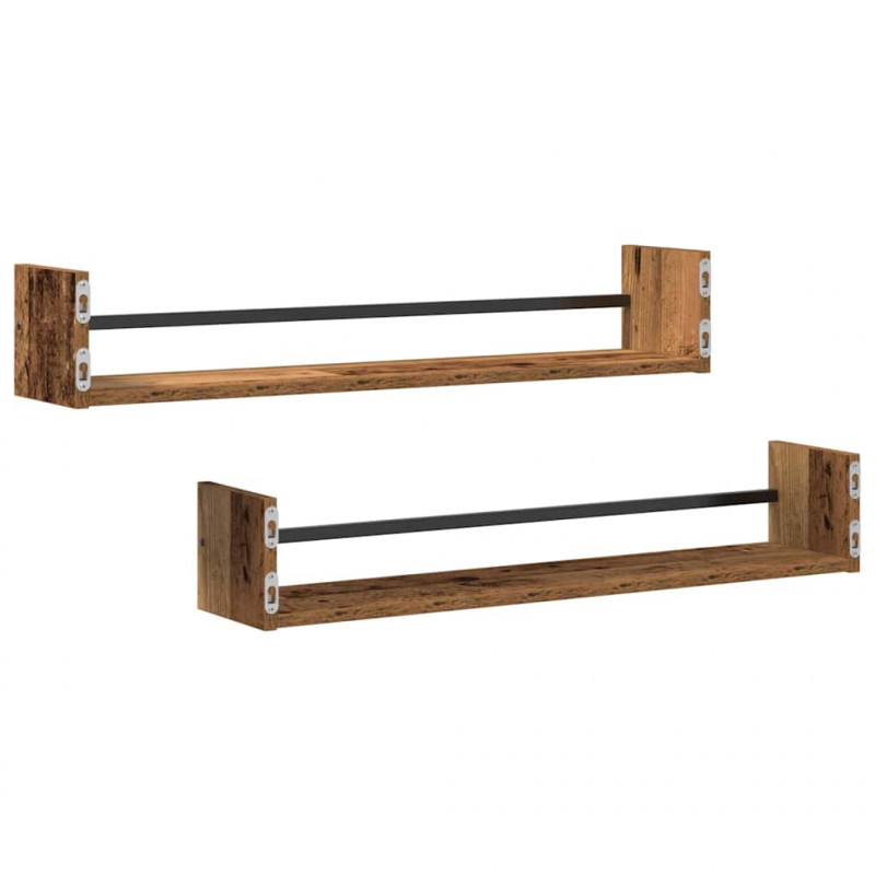 Półka ścienna 2 pcs Stare drewno 80 x 16 x 14 cm