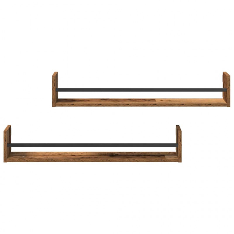 Półka ścienna 2 pcs Stare drewno 80 x 16 x 14 cm