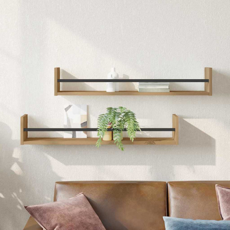 Półka ścienna 2 pcs Dąb rzemieślniczy 80 x 16 x 14 cm