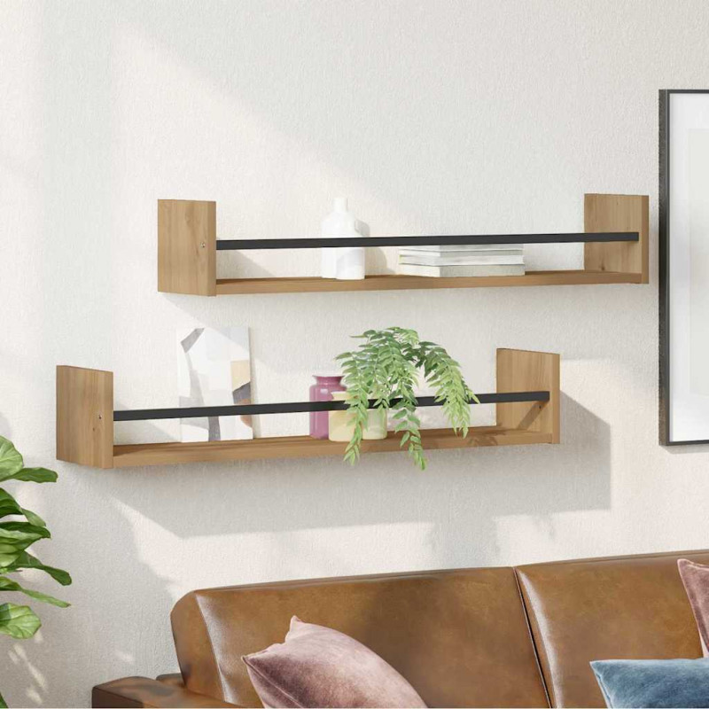 Półka ścienna 2 pcs Dąb rzemieślniczy 80 x 16 x 14 cm
