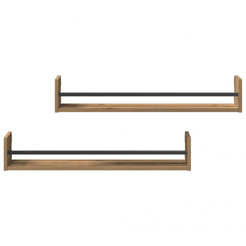 Półka ścienna 2 pcs Dąb rzemieślniczy 80 x 16 x 14 cm