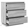Szafka Nocna Szary 71 x 34,5 x 75 cm Materiał drewnopochodny