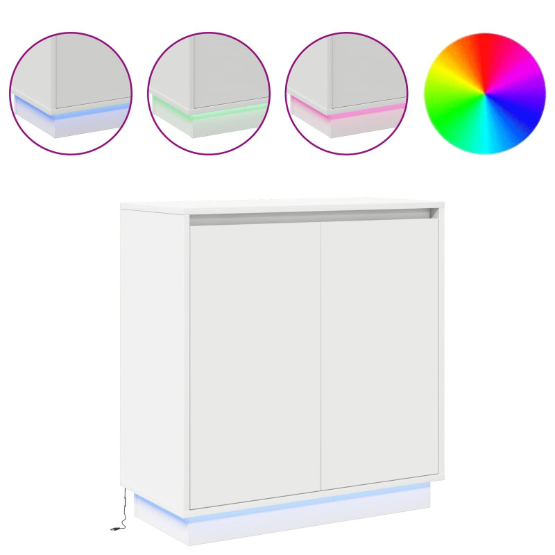 Komoda LED Biały 71 x 34,5 x 75 cm Materiał drewnopochodny
