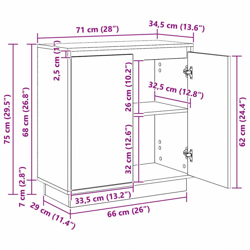 Komoda LED Biały 71 x 34,5 x 75 cm Materiał drewnopochodny
