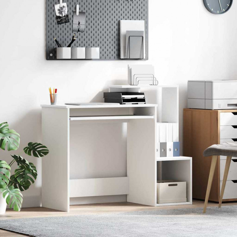 Biurko z półką Biały 106 x 41 x 88.5 cm Materiał drewnopochodny