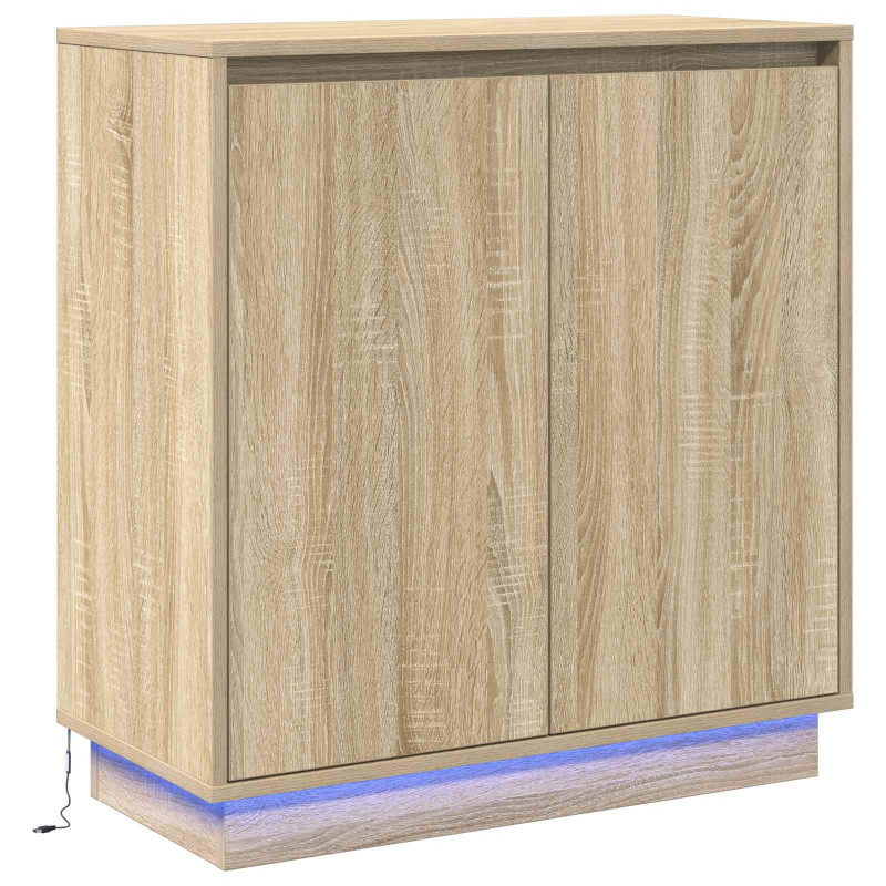 Komoda LED Dąb Sonoma 71 x 34,5 x 75 cm Materiał drewnopochodny