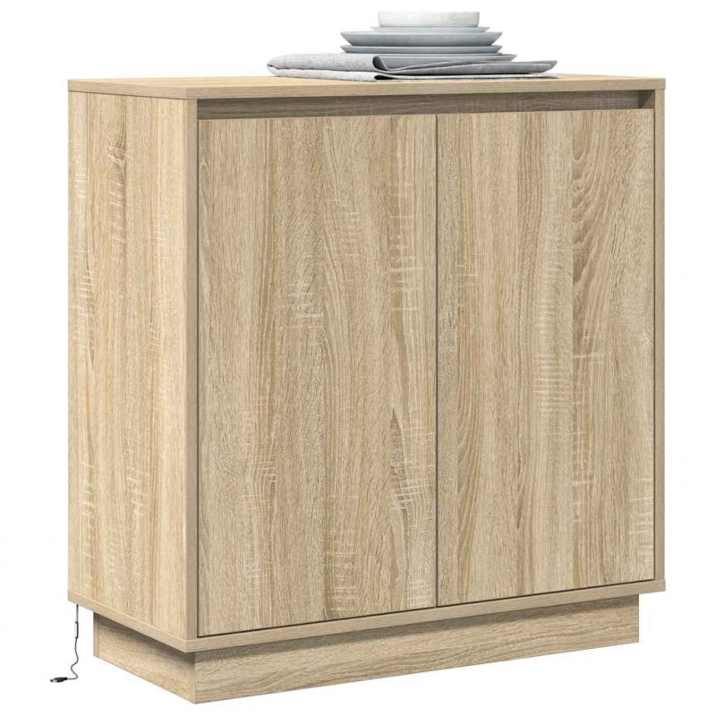 Komoda LED Dąb Sonoma 71 x 34,5 x 75 cm Materiał drewnopochodny
