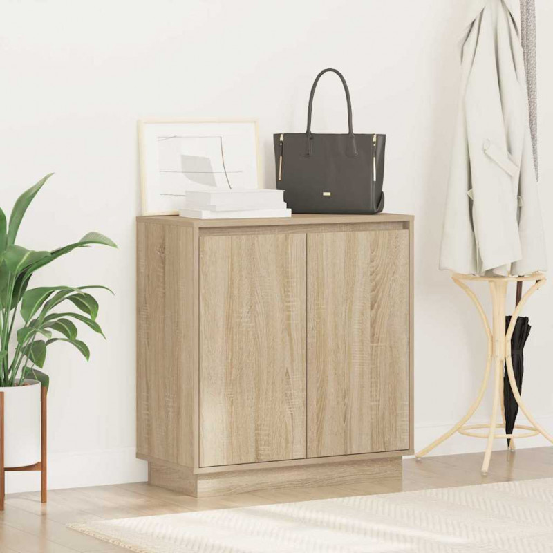Komoda LED Dąb Sonoma 71 x 34,5 x 75 cm Materiał drewnopochodny