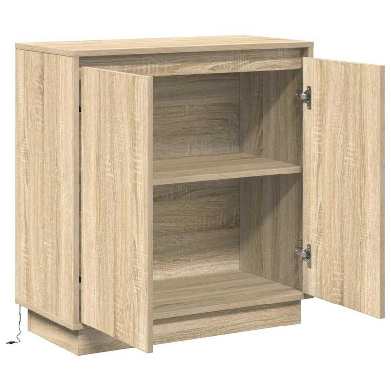 Komoda LED Dąb Sonoma 71 x 34,5 x 75 cm Materiał drewnopochodny