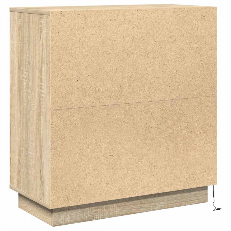 Komoda LED Dąb Sonoma 71 x 34,5 x 75 cm Materiał drewnopochodny