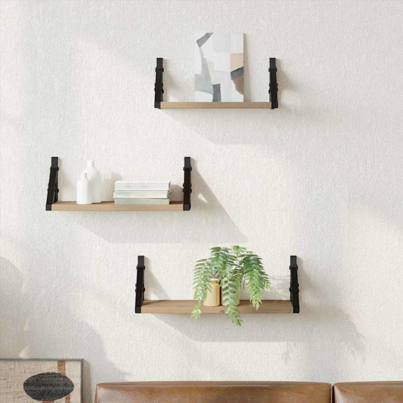 Półka ścienna Montowane na ścianie 3 pcs Dąb dymny