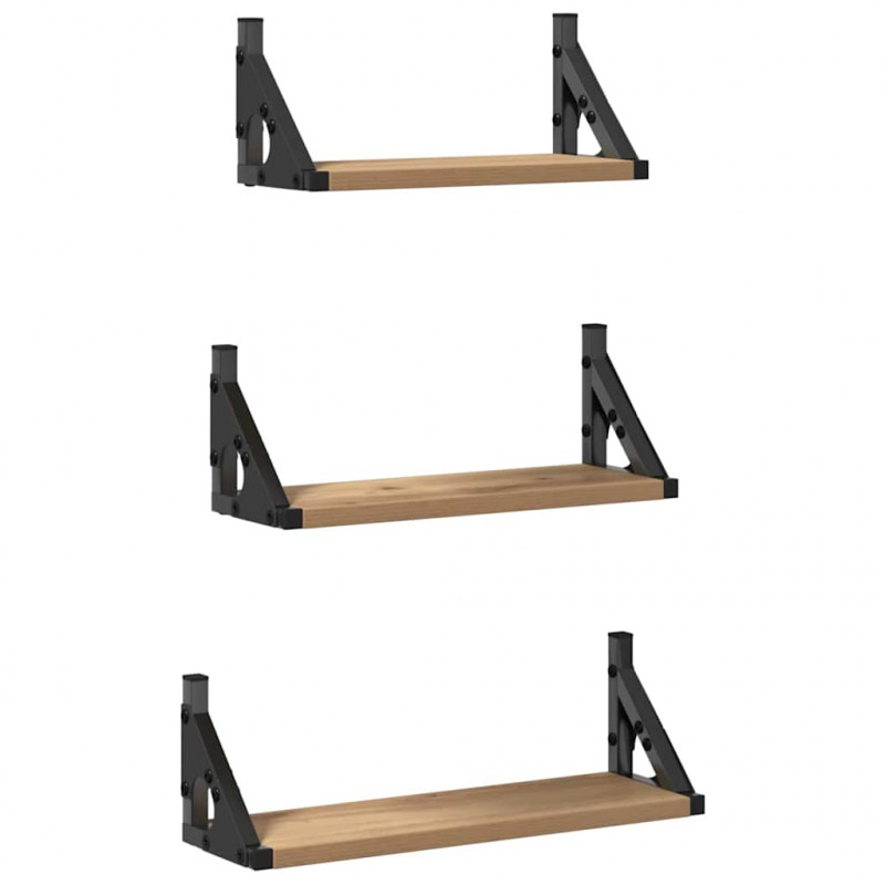 Półka ścienna Montowane na ścianie 3 pcs Dąb dymny