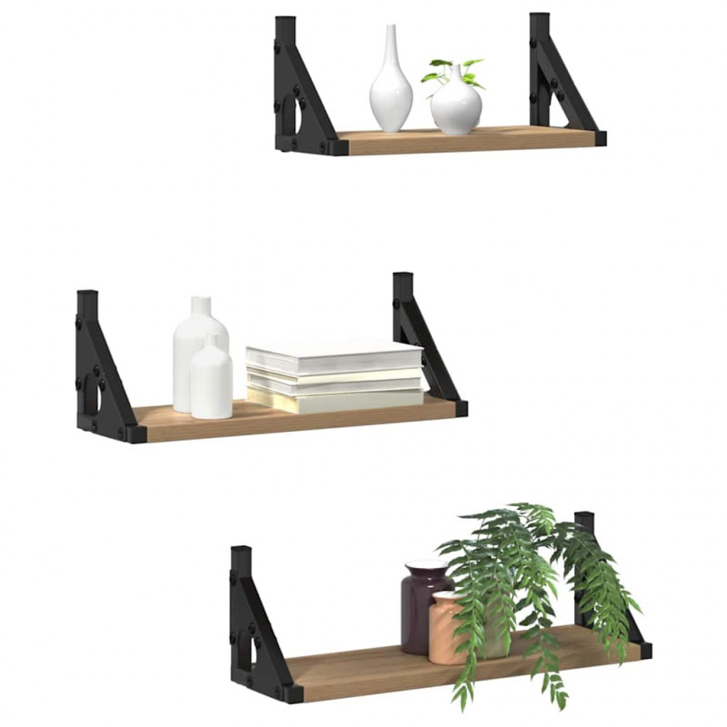 Półka ścienna Montowane na ścianie 3 pcs Dąb dymny