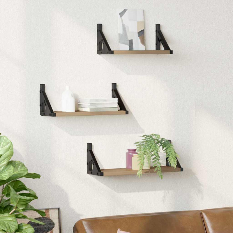 Półka ścienna Montowane na ścianie 3 pcs Dąb dymny