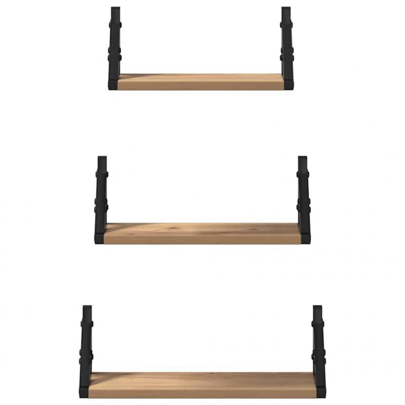 Półka ścienna Montowane na ścianie 3 pcs Dąb dymny