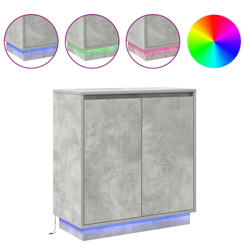 Komoda LED Ze LED Lights Betonowy szary 71 x 34,5 x 75 cm