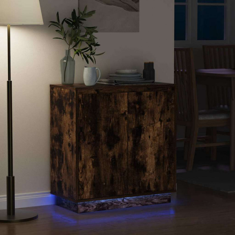 Komoda LED Ze LED Lights z półką Dąb wędzony 71 x 34,5 x 75 cm