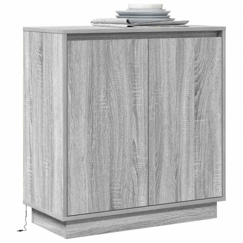 Komoda LED Ze LED Lights z półką Szary Sonoma 71 x 34,5 x 75 cm