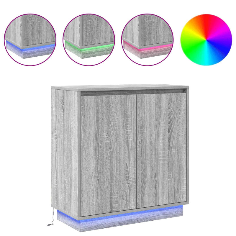 Komoda LED Ze LED Lights z półką Szary Sonoma 71 x 34,5 x 75 cm