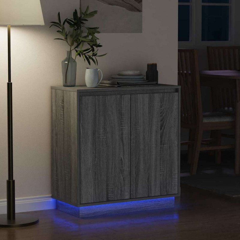 Komoda LED Ze LED Lights z półką Szary Sonoma 71 x 34,5 x 75 cm
