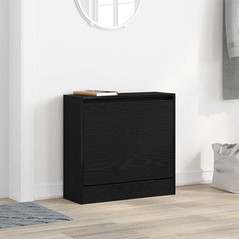 Szafka na buty z półką z drzwiami Czarny Dąb 60 x 21 x 57 cm