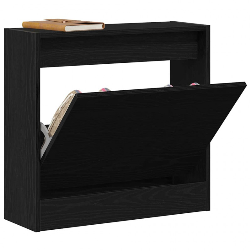 Szafka na buty z półką z drzwiami Czarny Dąb 60 x 21 x 57 cm