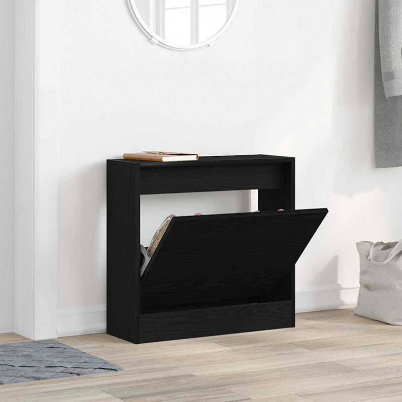 Szafka na buty z półką z drzwiami Czarny Dąb 60 x 21 x 57 cm