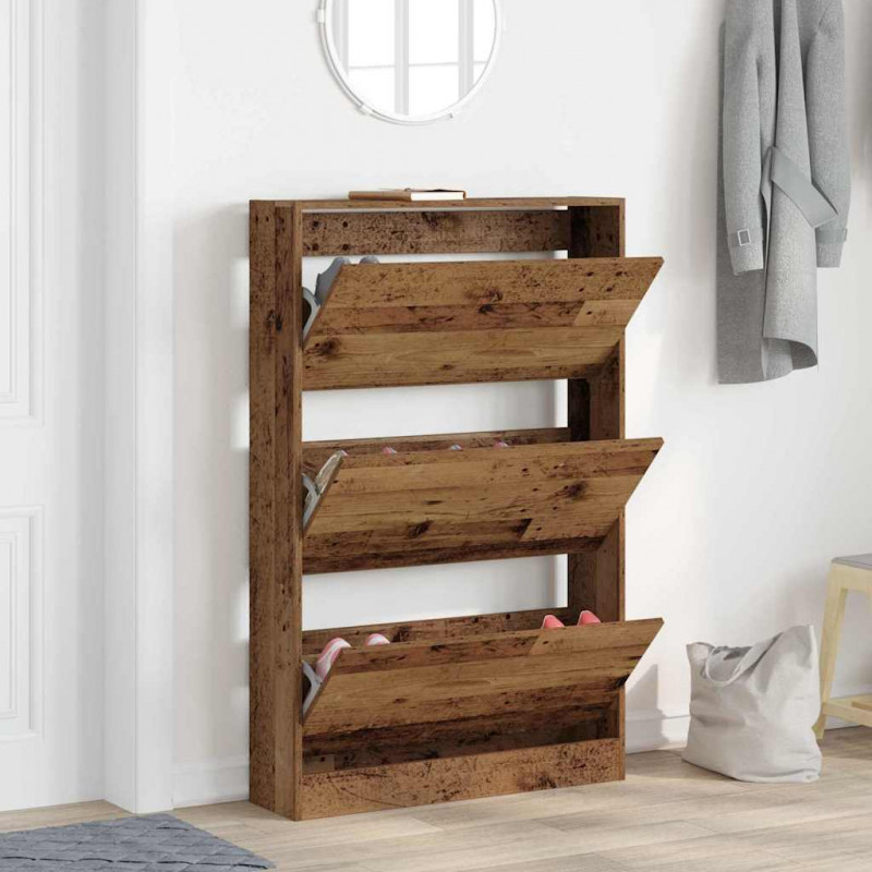 Szafka na buty z półką Stare drewno 80 x 21 x 125,5 cm