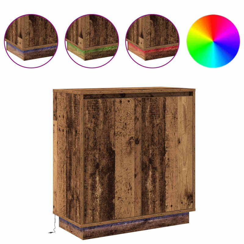 Komoda LED Ze LED Lights z półką Stare drewno 71 x 34,5 x 75 cm