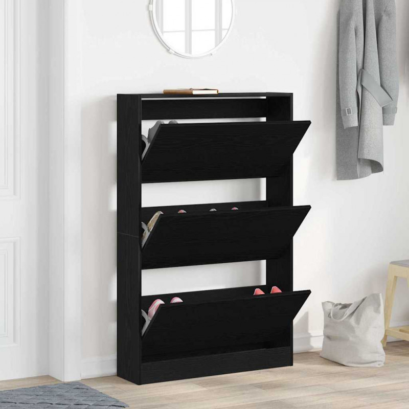 Szafka na buty z półką z drzwiami Czarny Dąb 80 x 21 x 125,5 cm