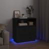Komoda LED Czarny Dąb 71 x 34,5 x 75 cm Materiał drewnopochodny