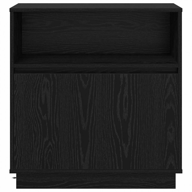 Komoda LED Czarny Dąb 71 x 34,5 x 75 cm Materiał drewnopochodny