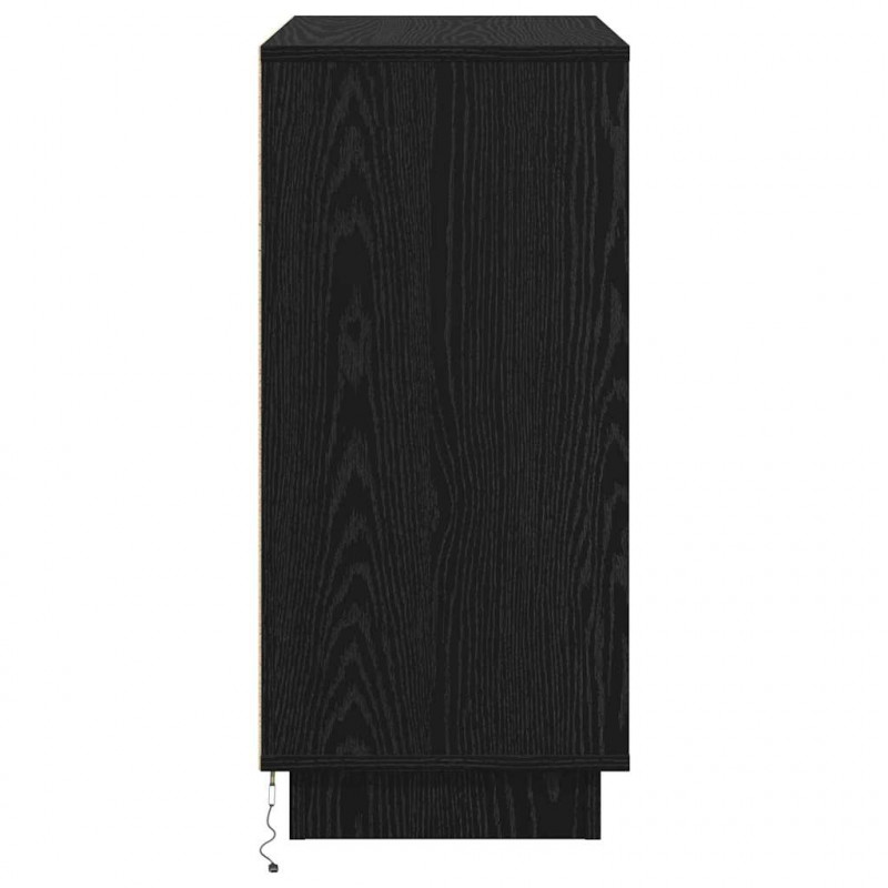 Komoda LED Czarny Dąb 71 x 34,5 x 75 cm Materiał drewnopochodny