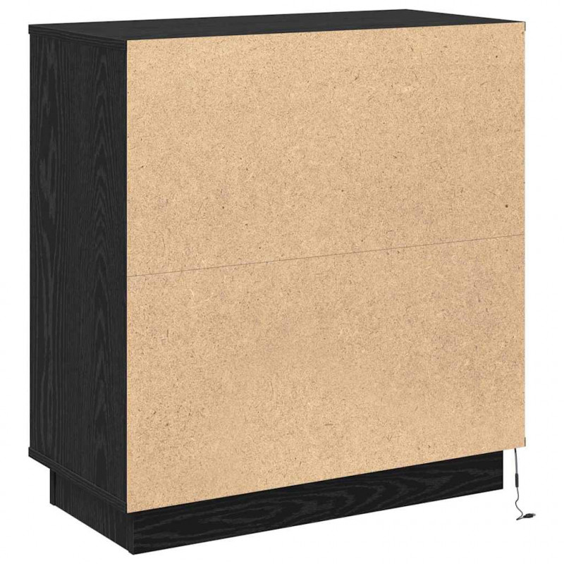 Komoda LED Czarny Dąb 71 x 34,5 x 75 cm Materiał drewnopochodny