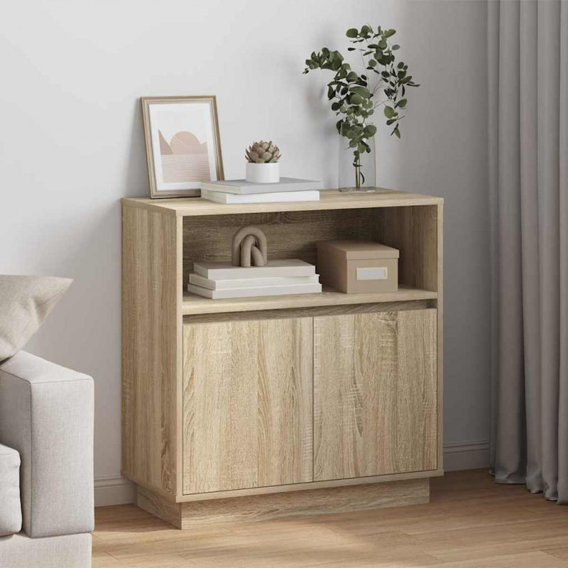 Komoda LED Dąb Sonoma 71 x 34,5 x 75 cm Materiał drewnopochodny