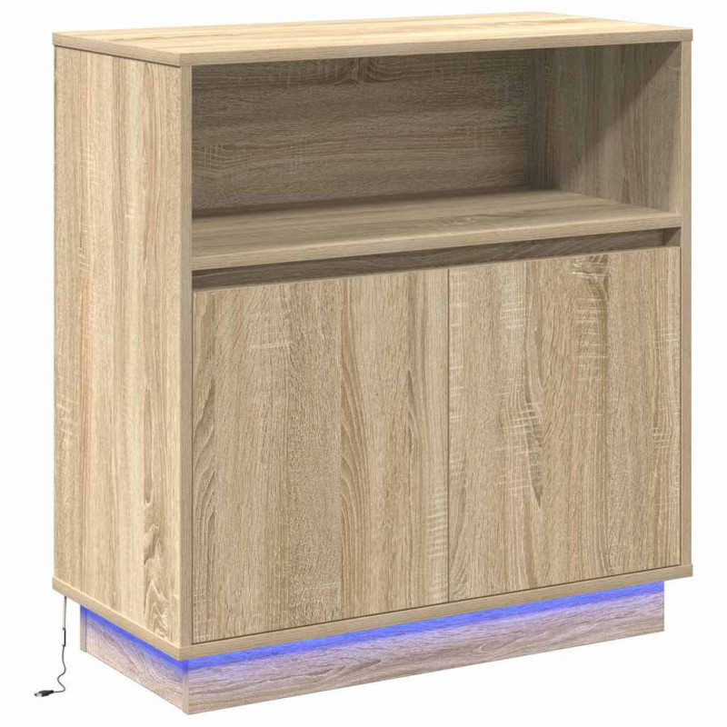 Komoda LED Dąb Sonoma 71 x 34,5 x 75 cm Materiał drewnopochodny