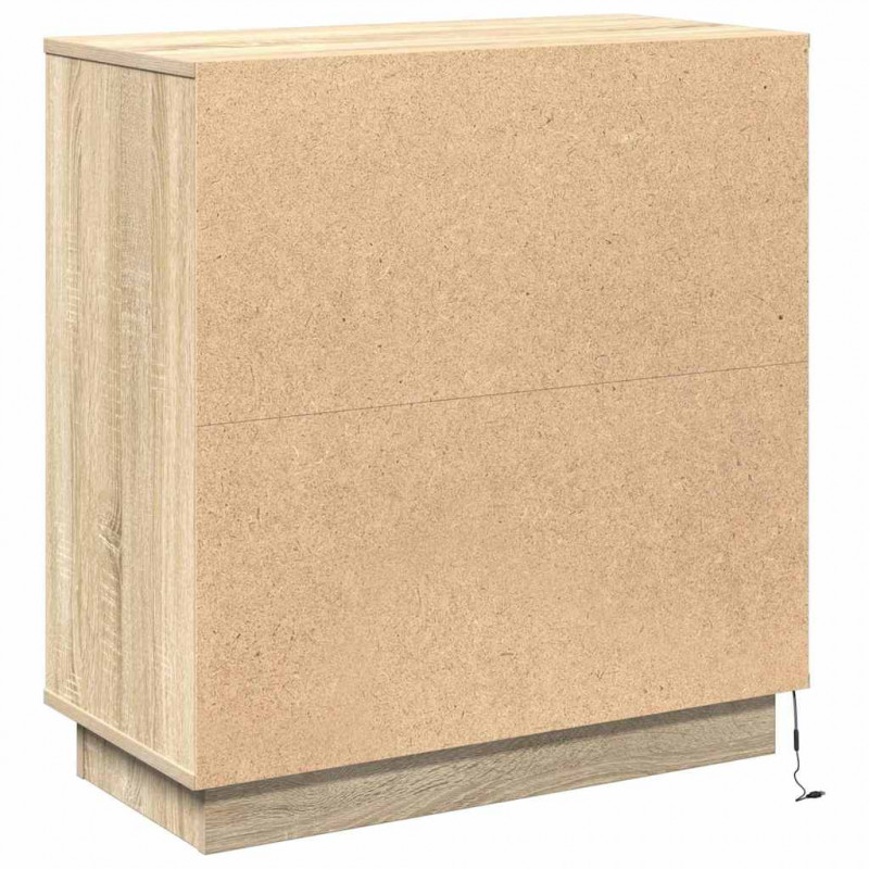 Komoda LED Dąb Sonoma 71 x 34,5 x 75 cm Materiał drewnopochodny