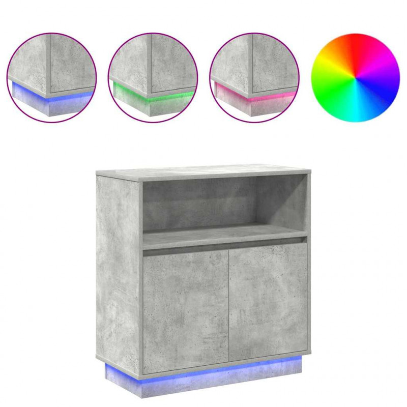 Komoda LED Ze LED Lights Betonowy szary 71 x 34,5 x 75 cm