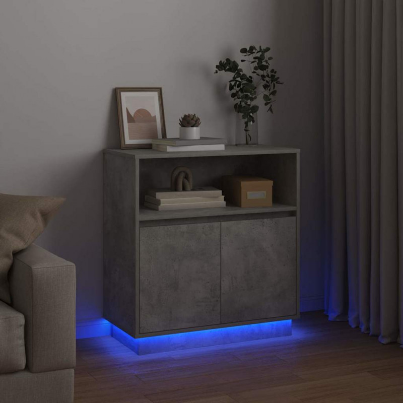 Komoda LED Ze LED Lights Betonowy szary 71 x 34,5 x 75 cm