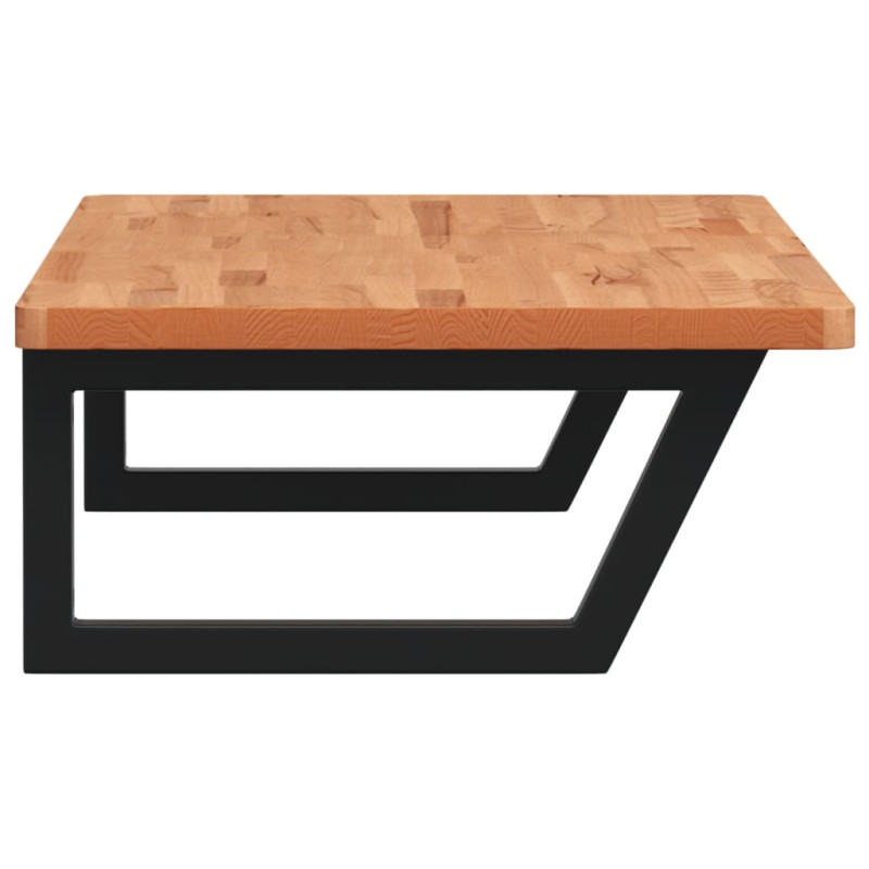 Półka ścienna pod umywalkę, stal i lite drewno bukowe